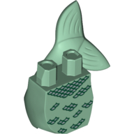 Lego Tail, Mermaid Curved with Scattered Silver Scales Print