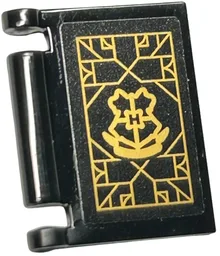 Minifigure, Utensil Book Cover with Gold Hogwarts Crest and Geometric Lines Pattern (Sticker) - Set 76411