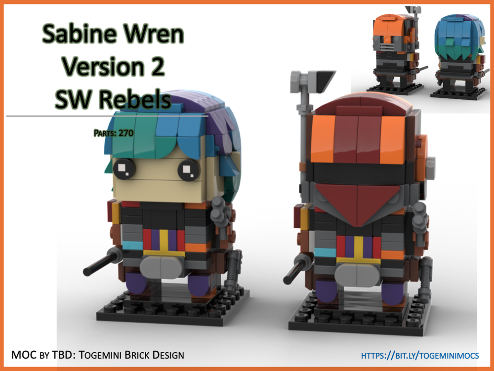 Lego Sabine Wren with optional helmet - Version 2 - SW Rebels Brickheadz