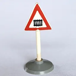 Road Sign Old Triangle with Level Crossing Print & Type 1 Base / White