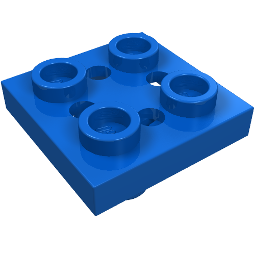 Lego Plate Special 2 x 2 with Pin on Bottom, Small Holes in Plate and Rotational Locking Fingers on Underside / Blue