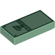 Lego Tile 1 x 2 with Dark Green 'JULY IV MDCCLXXVI' Print / Sand Green