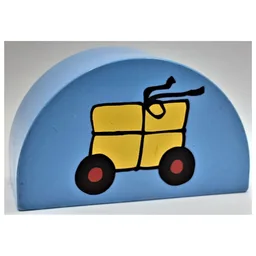 Duplo Brick 2 x 4 x 2 Curved Top with Package on Wheels Print / Medium Blue