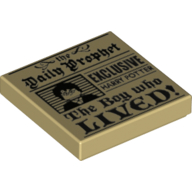 Lego Tile 2 x 2 with Newspaper 'Daily Prophet' 'Exclusive Harry Potter The Boy Who Lived' print