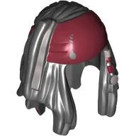 Hair Dreadlocks with Beads and Dark Red Bandana Print / Black
