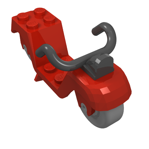 Lego Fabuland, Scooter with Grey Wheels and Black Handlebars / Red