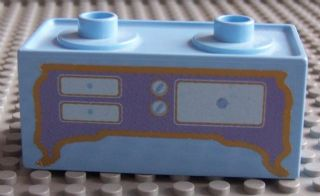 Lego Duplo, Furniture Oven Range with 2 Top Studs and Stove Pattern (Sticker) - Set 4820