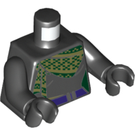 Lego Torso Bodysuit with Yellow and Dark Green Scarf, Dark Purple Belt Print, Black Arms and Hands / Black