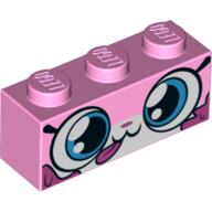 Lego Brick 1 x 3 with Unikitty, Long Tongue print / Bright Pink