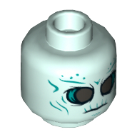 Lego Minifig Head Nehmaar Reem, Large Silver Eyes, Wrinkles Print / Light Aqua