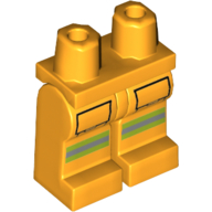 Lego Hips and Bright Light Orange Legs with Pockets, Yellow/Silver Stripes (Firefighter) print / Bright Light Orange
