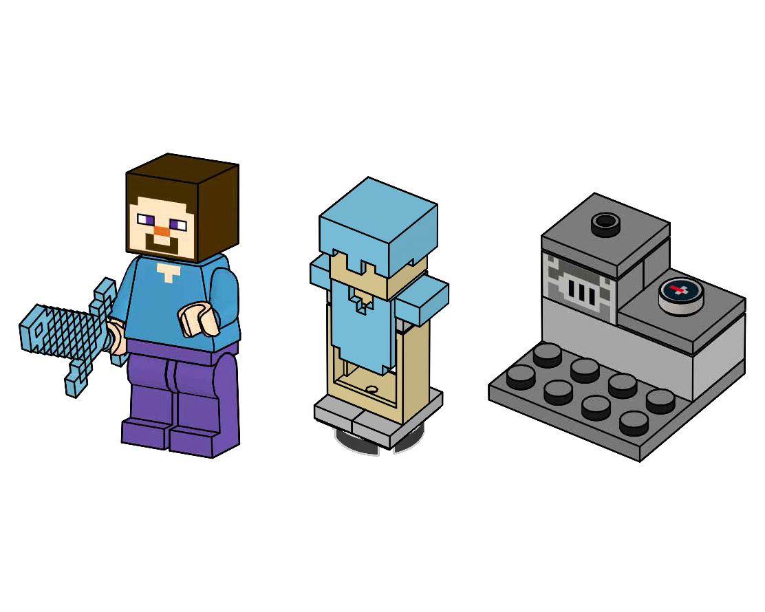 Lego Steve with Armor Stand and Blast Furnace