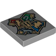 Tile 2 x 2 with Hogwarts Coat of Arms Print / Light Bluish Gray