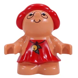 Duplo Figure Little Forest Friend Female, Red Dress with Berry Necklace, Glasses Print (Melba Strawberry) / Nougat