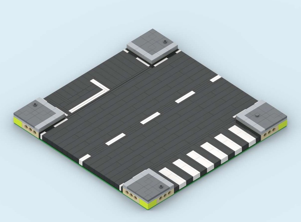 Lego MILS Road Intersection with half a Zebra Crossing 20 Studs Wide