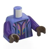 Torso, Blue Violet Open Robe, Blue Trim, Lavender/Blue Shapes on Shirt, Gold Trim Print, Dark Purple Arms, Umber Brown Hands / Blue Violet