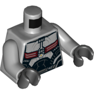 Lego Torso Armor, Black, Dark Red and Silver with Backpack Print, Light Bluish Gray Arms, Black Hands / Light Bluish Gray