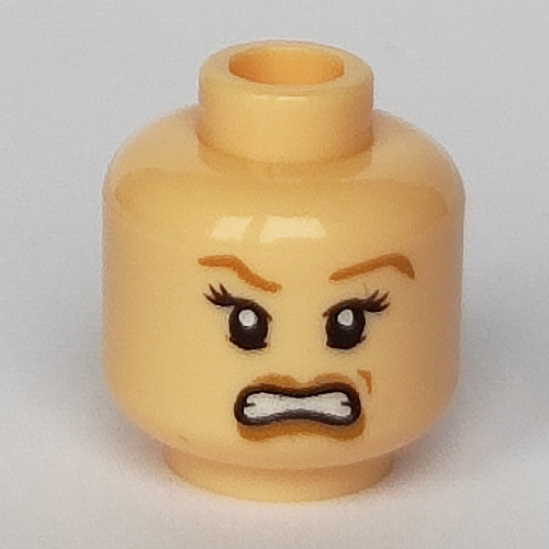Lego Minifig Head Elizabeth Swann Turner, Light Brown Eyebrows and Dimple Smiling / Scared Print / Light Nougat