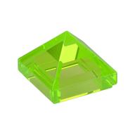 Lego Brick Sloped 45° 1 x 1 x 2/3 Quadruple Convex [Pyramid] / Trans-Bright Green