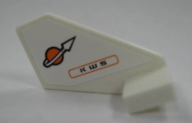 Lego Tail Shuttle, Small with Modified Classic Space Logo and 'K W S' Pattern on Both Sides (Stickers) - Set 7695