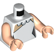 Lego Torso Dress with Necklace Print (Wilma Flintstone), Light Nougat Arms and Hands / White
