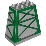 Duplo Brick 3 x 6 x 5 Slope 75° All Sides with Green Girders (Cranky) Print / Light Bluish Gray