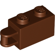 Lego Brick Special 1 x 2 with Vertical Closed Handle on Edge / Reddish Brown