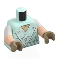 Torso, Dual Molded Arms, Dress, Triangle Front, Silver/Sand Green Decorations, Belt, Dark Tan Shirt Print, White Sleeves Pattern, Light Nougat Arms, Dark Tan Hands / Light Aqua