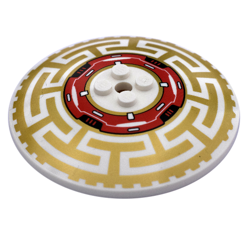 Lego Dish 8 x 8 Inverted [Radar] with Red, Black and Pearl Gold Geometric Print