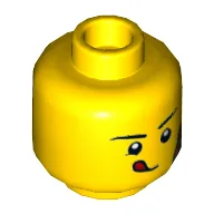 Minifig Head Drone Guy, Band Aid and Tongue Sticking Out Print / Yellow