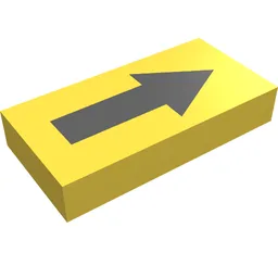 Tile 1 x 2 with Long Black Arrow Print / Yellow