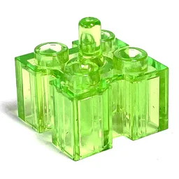 Brick Special 2 x 2 with Grooves and Top Peg / Trans-Light Bright Green