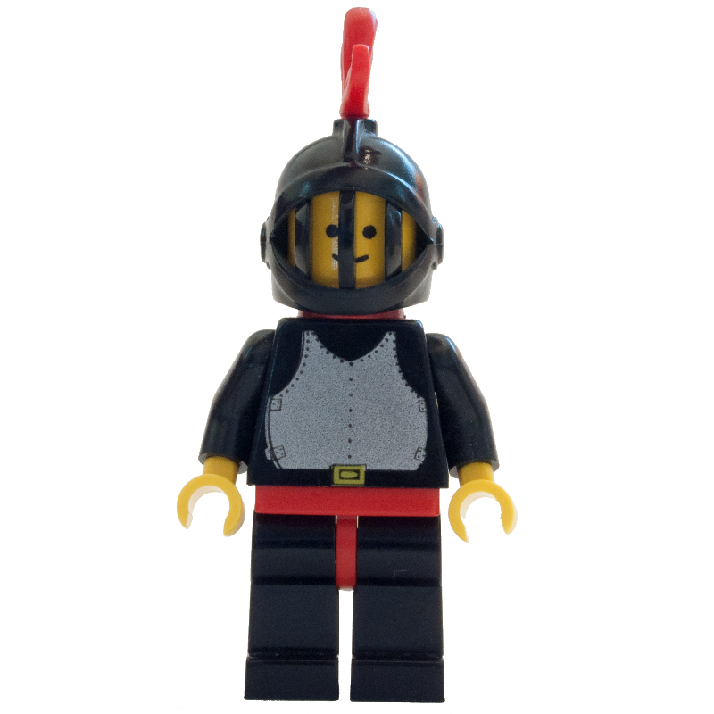 Lego Knight (Breastplate on Black) - Black Legs, Black Helmet, Red Plume