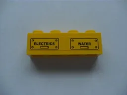 Brick 1 x 4 with 'ELECTRICS' and 'WATER' and Bolts Pattern (Sticker) - Set 7633