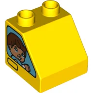 Duplo Brick 2 x 2 Slope 45° with Window with Boy & Girl on Opposite Sides Print