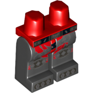 Lego Hips and Black Legs with Red Loincloth, Black Belt, Silver Knee Pads and Claws Print / Red