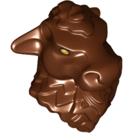 Lego Minifig Head Special with Pin Holes, Minotaur with Gold Eyes Print / Reddish Brown