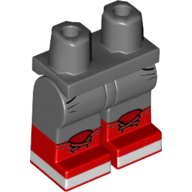 Lego Hips with Dark Bluish Gray Legs and Red Boots Pattern with Pockets and Laces, White Soles Print
