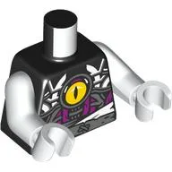 Torso, Yellow Eye on Chest, Dark Bluish Grey/White/Magenta Markings, Belt Print, White Arms and Hands / Black