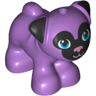 Lego Animal, Dog, Pug - Standing with Blue Eyes, Black Face and Ears, and Pink Nose Print / [No Color/Any Color]