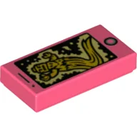 Tile 1 x 2 with Smart Phone and Yellow Ghost Print / Coral