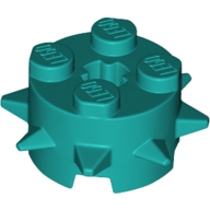 Lego Brick Round 2 x 2 Special with Spikes / Dark Turquoise