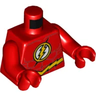 Torso Muscles, Yellow Lightning Bolt on Chest, and Yellow Belt Print (The Flash), Red Arms and Hands / Red