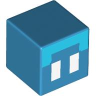 Lego Minifig Head Special, Small Cube (Baby), Medium Azure Top, White Eyes Print