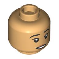 Lego Minifig Head Cho Chang, Medium Nougat Lips, Sad / Open Mouth print / Warm Tan
