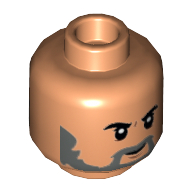 Lego Minifig Head Dr Wu, Thick Eyebrows, Dark Bluish Gray Beard, Closed Mouth / Open Mouth Print / Nougat