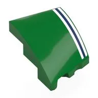 Brick Wedged, Curved 3 x 2 with Stud Notch Left with White/Dark Blue/White Stripes Print