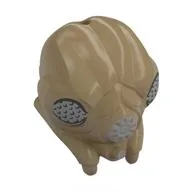 Minifig Head Special, Gand with Light Bluish Gray Netting Eyes, Mouth Print / Dark Tan