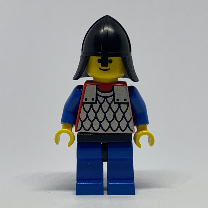 Lego Knight (Scale Mail on Red) - Blue Arms, Blue Legs, Black Neck-Protector