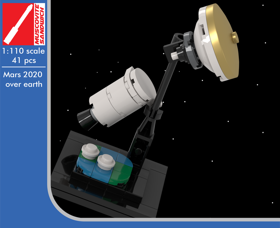 Lego Mars 2020 over Earth (Saturn V scaled)